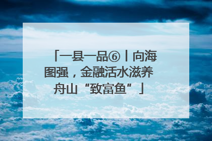 一县一品⑥丨向海图强，金融活水滋养舟山“致富鱼”